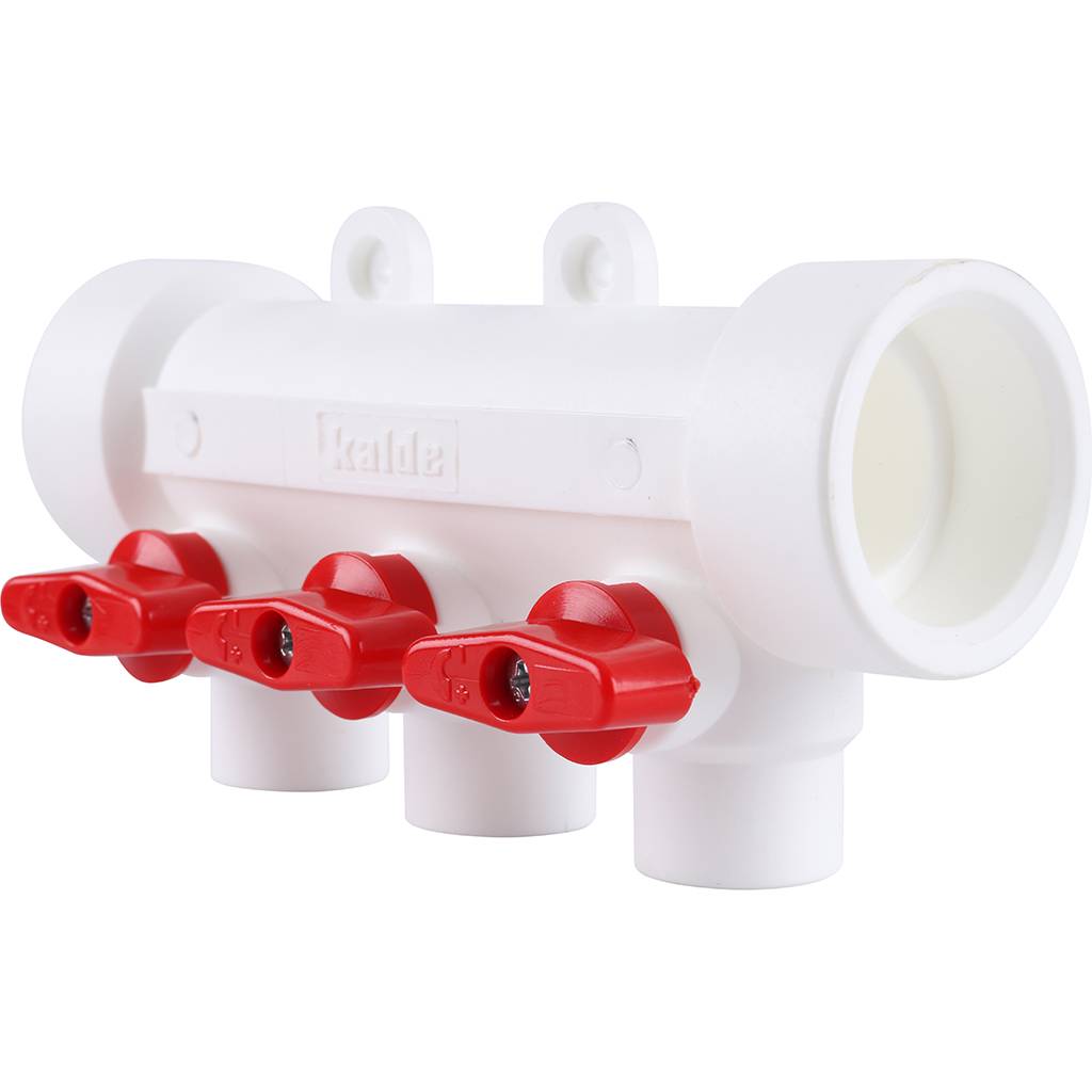 Коллектор с запорными кранами для полипропиленовых труб Kalde (3 выхода)
