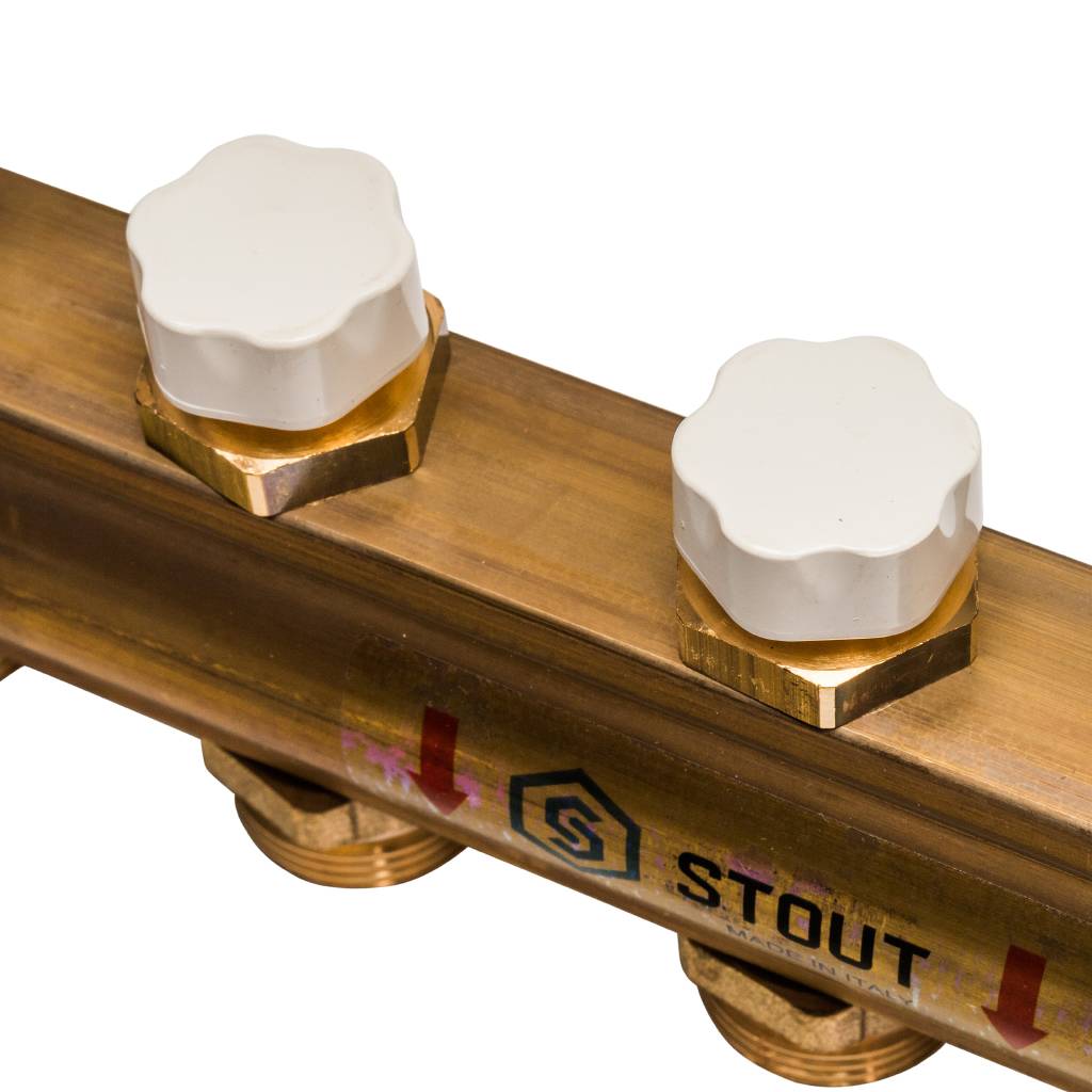 Распределительный коллектор из латуни без расходомеров STOUT 9 выходов, SMB 0468 000009