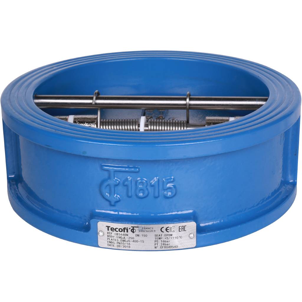 Клапан обратный Tecofi Ду150 Ру16 2/ств межфланцевый из чугуна, CB3448N-EP0150