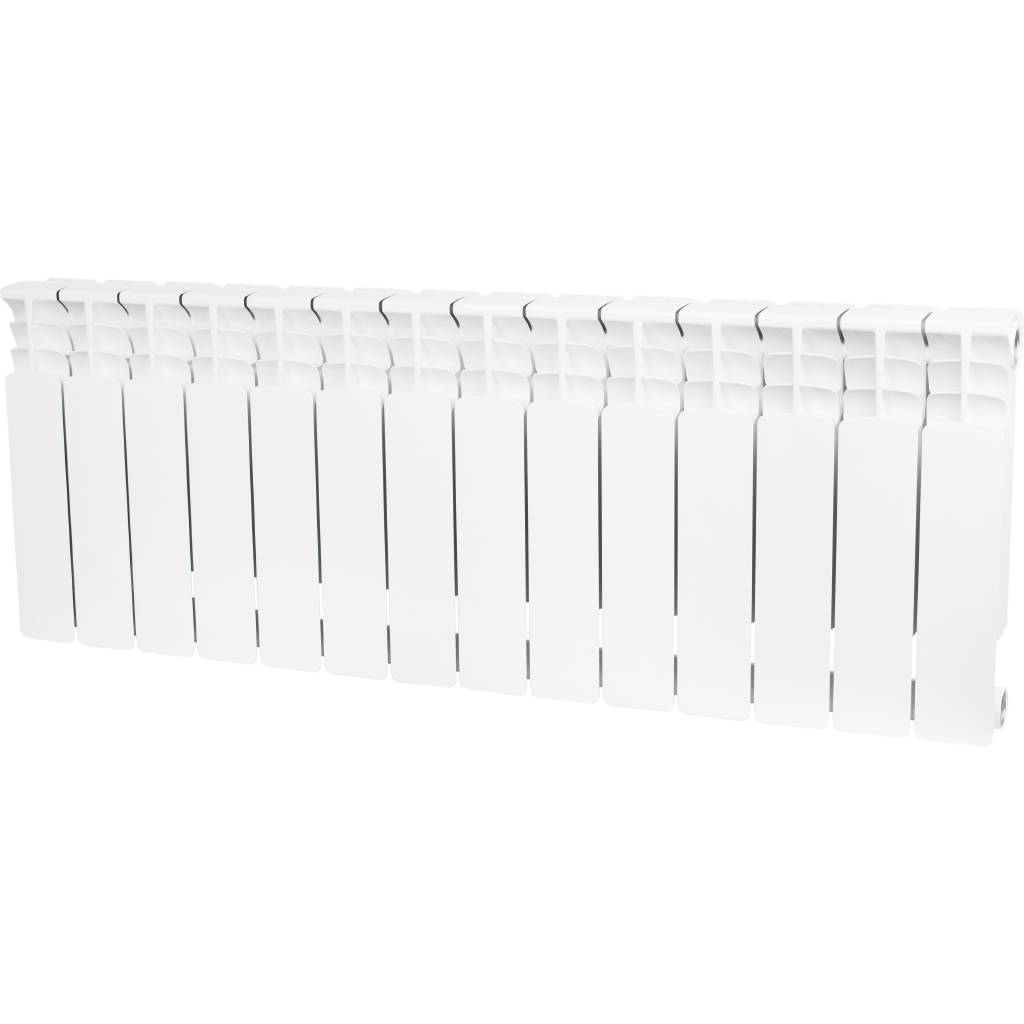 Радиатор биметаллический STOUT Space 350 14 секций боковое подключение RAL9016, SRB-0310-035014