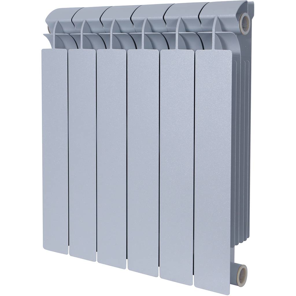 Радиатор биметаллический Global STYLE PLUS 500 6 секций боковое подключение (цвет cod.08 grigio argento opaco metallizzato 2676 (серый)), 155269