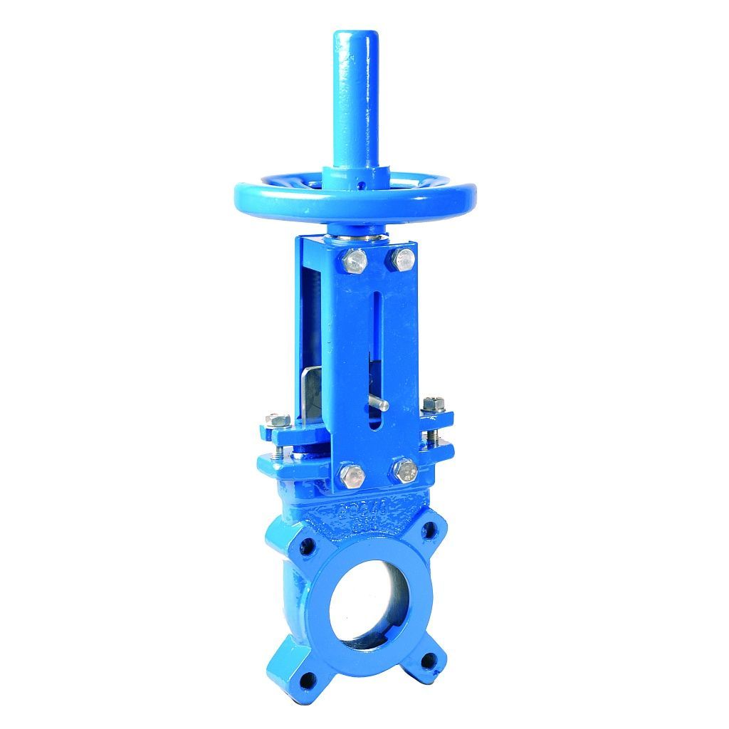 65500100 Задвижка шиберная ножевая межфланцевая с невыдвижным штоком FAF 6550, Ду 100, Ру 10, корпус-чугун GGG50, нож - нерж.сталь AISI304, уплотнение - NBR одностороннее, в комплекте со штурвалом, 65500100