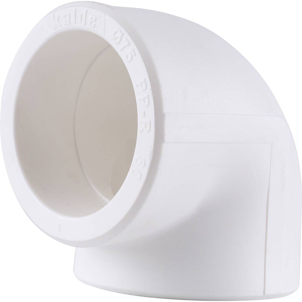 Угольник 90* Kalde d=75 для полипропиленовых труб под сварку (цвет белый)
