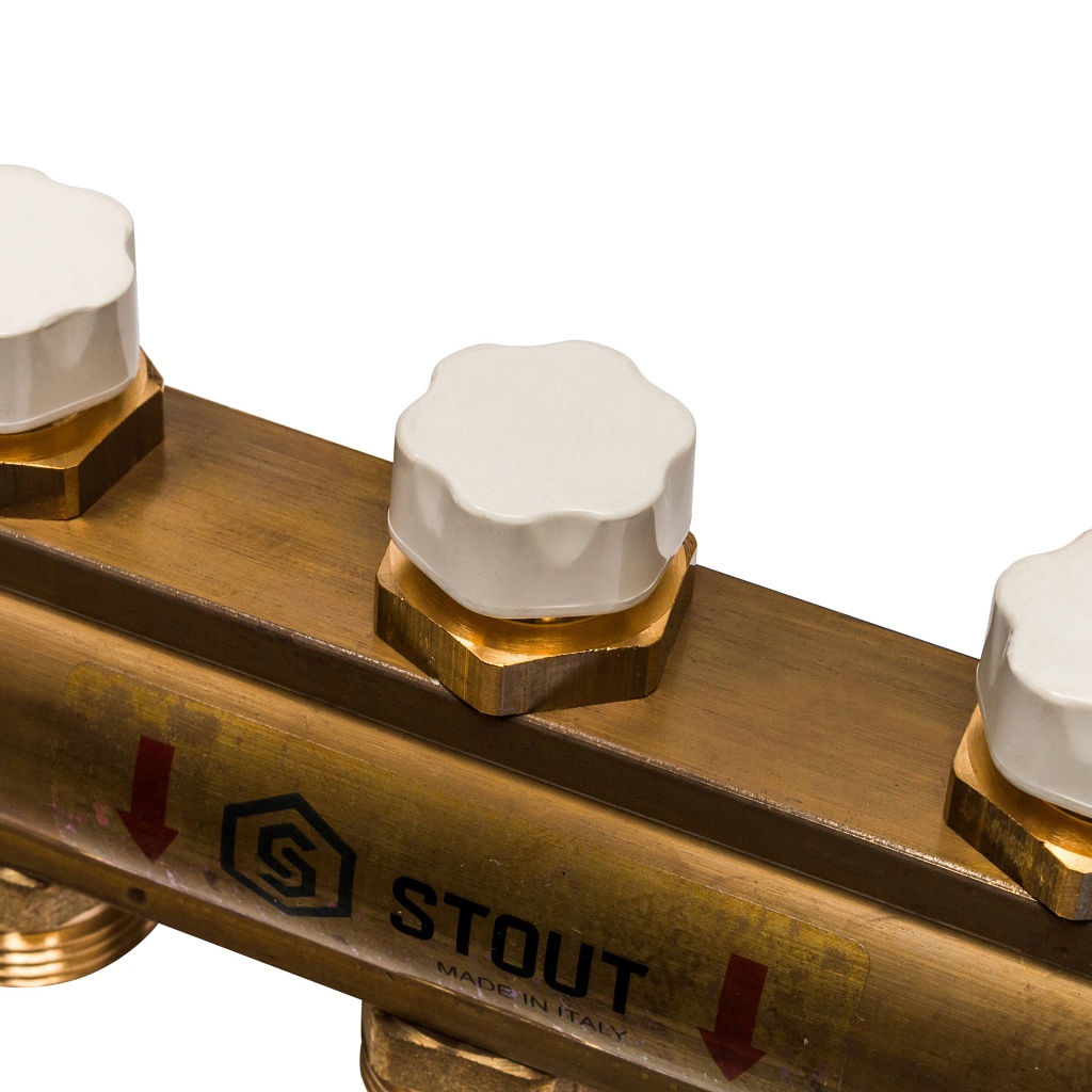 Распределительный коллектор из латуни без расходомеров STOUT 11 выходов