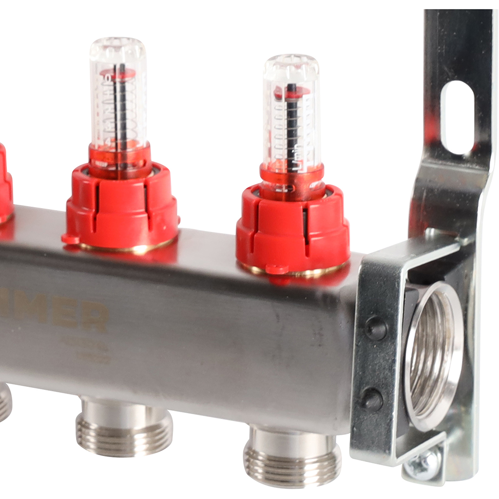 Коллектор из нержавеющей стали с расходомерами ROMMER 4  выхода, RMS-1200-000004