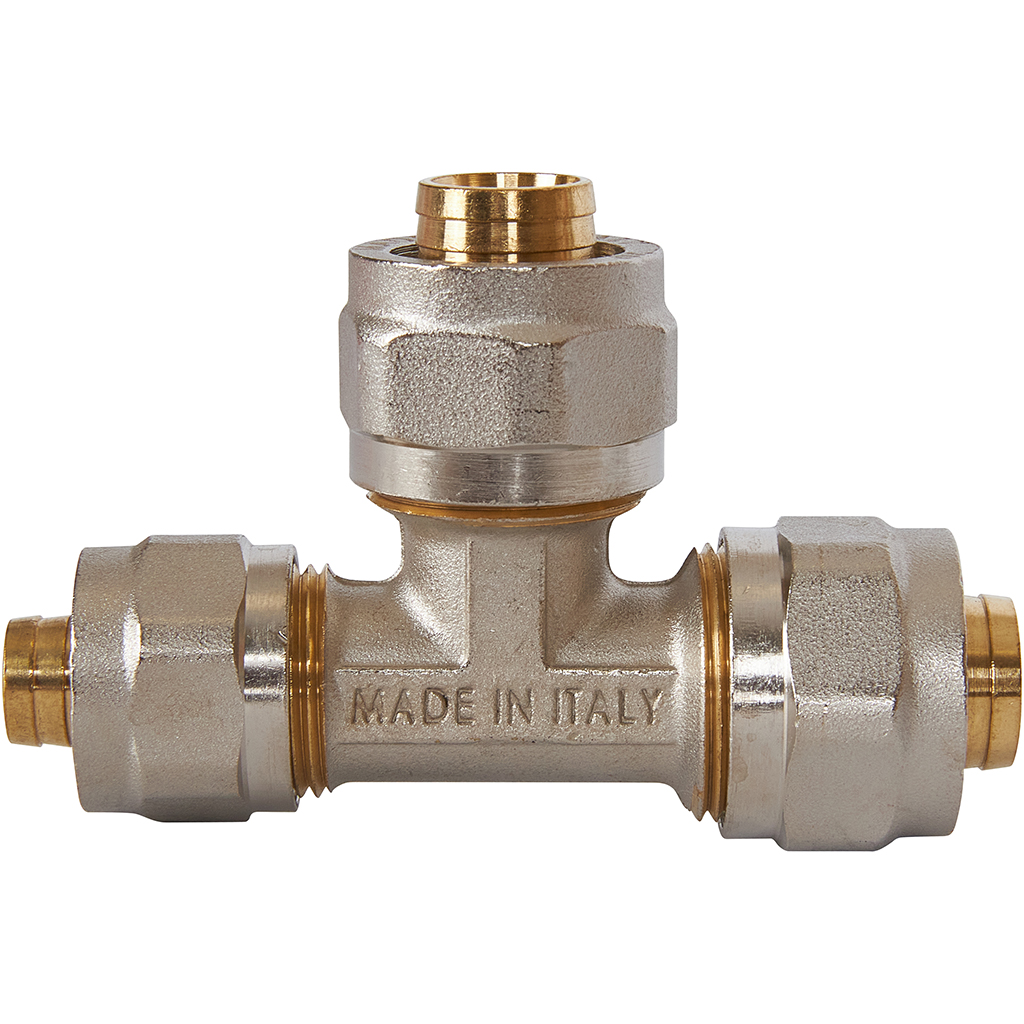 Тройник переходной STOUT 20x20x16 для металлопластиковых труб винтовой, SFS-0010-202016