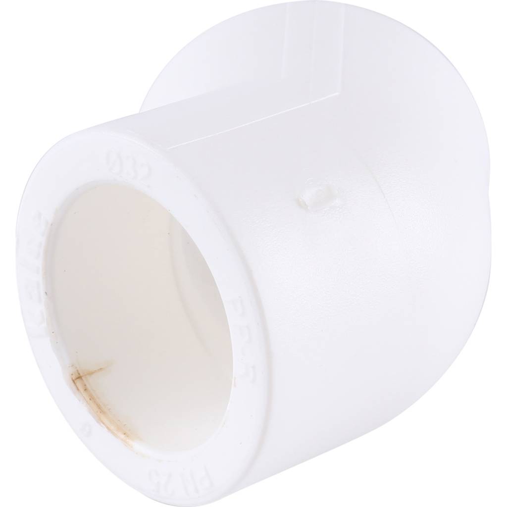 Угольник 45* Kalde d=32 для полипропиленовых труб под сварку (цвет белый), 3212-elb-320045