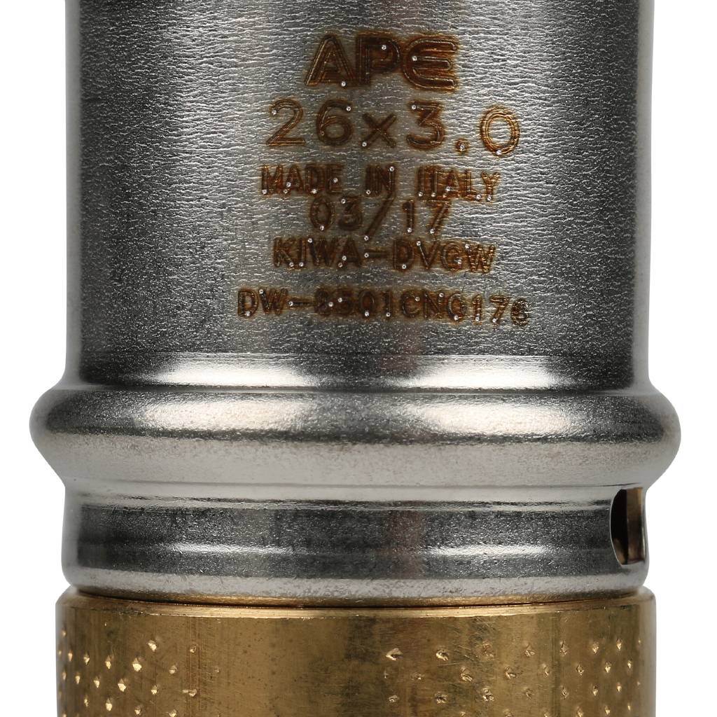 Муфта STOUT соединительная переходная 26х20 для металлопластиковых труб прессовой, SFP-0004-002620