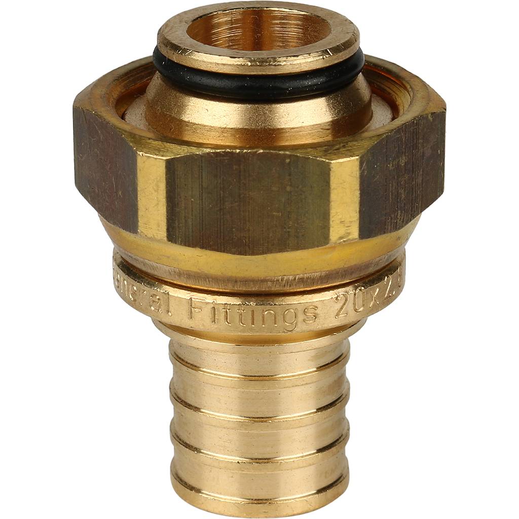 Переходник STOUT с накидной гайкой (евроконус) 20xG 3/4 для труб из сшитого полиэтилена аксиальный, SFA-0034-002034