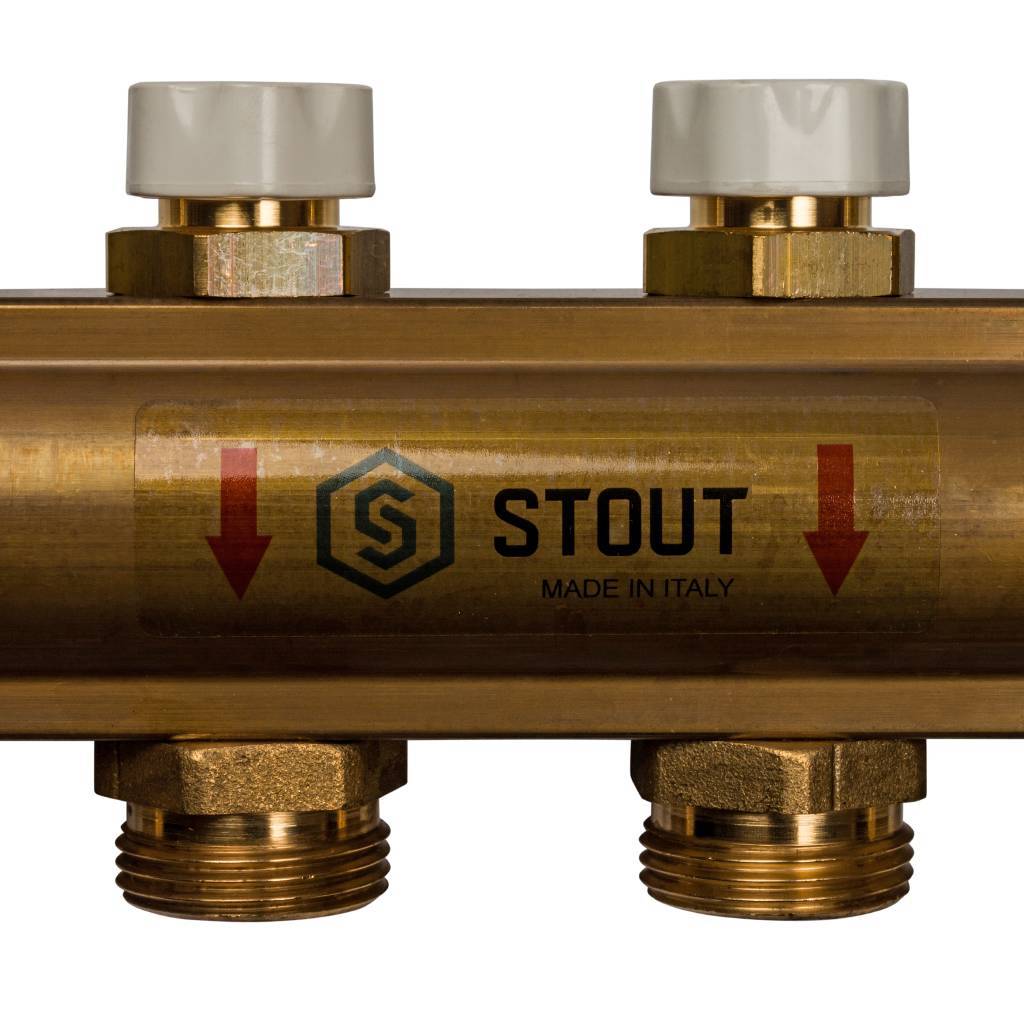 Коллектор распределительный из латуни без расходомеров STOUT 8 выходов, SMB 0468 000008