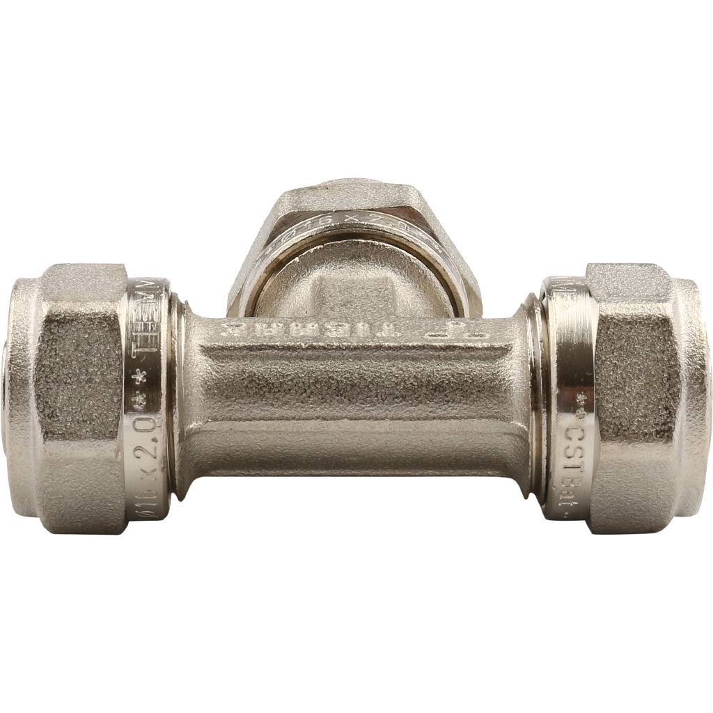 Тройник TIEMME (16х2.0) для металлопластиковых труб винтовой, 1600002