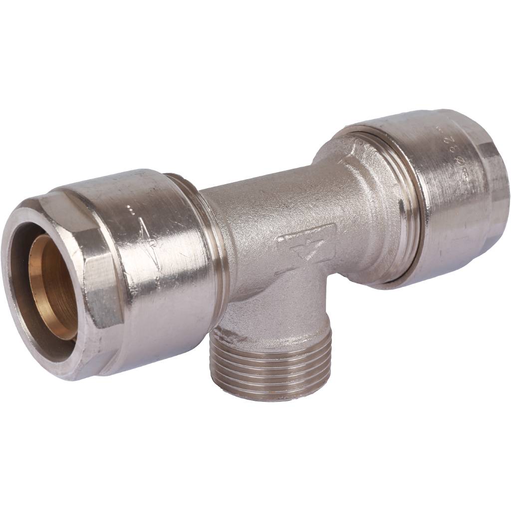 Тройник с нар.резьбой Prandelli Multyrama (32х3,0х1) для металлопластиковых труб винтовой, 103.07.13.2