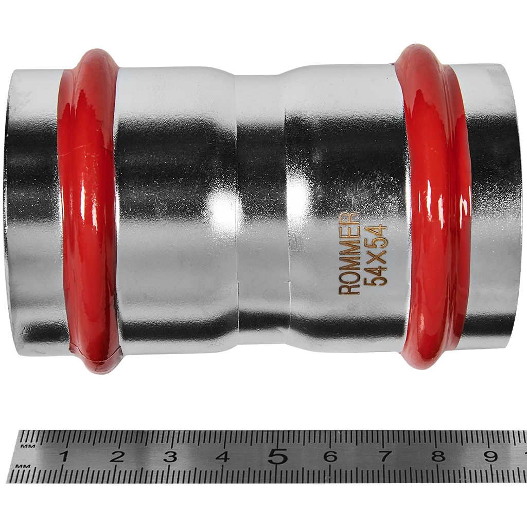 Муфта ROMMER равнопроходная, 54, из нержавеющей стали прессовой