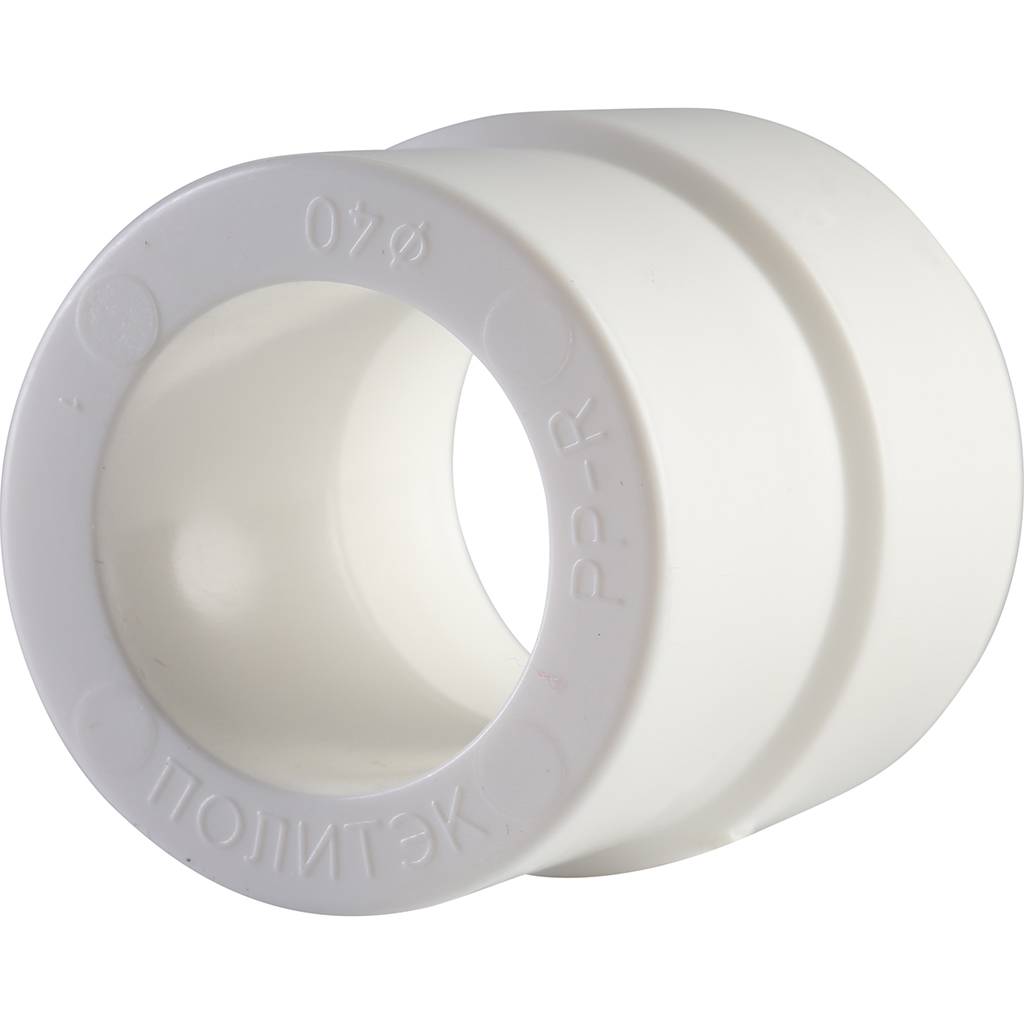 Муфта переходная внутр./наруж. Политэк 40х32 для полипропиленовых труб под сварку (цвет белый)