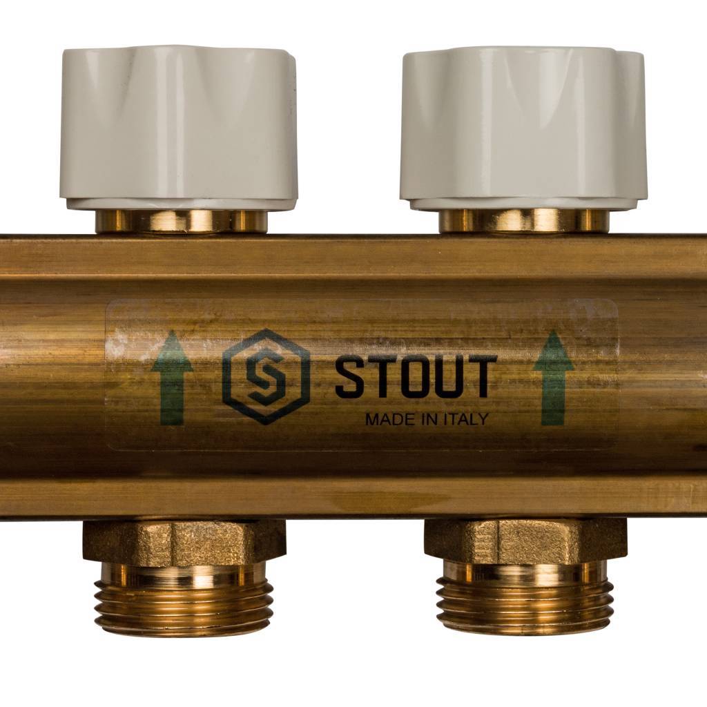 Распределительный коллектор из латуни без расходомеров STOUT 6 выходов, SMB 0468 000006