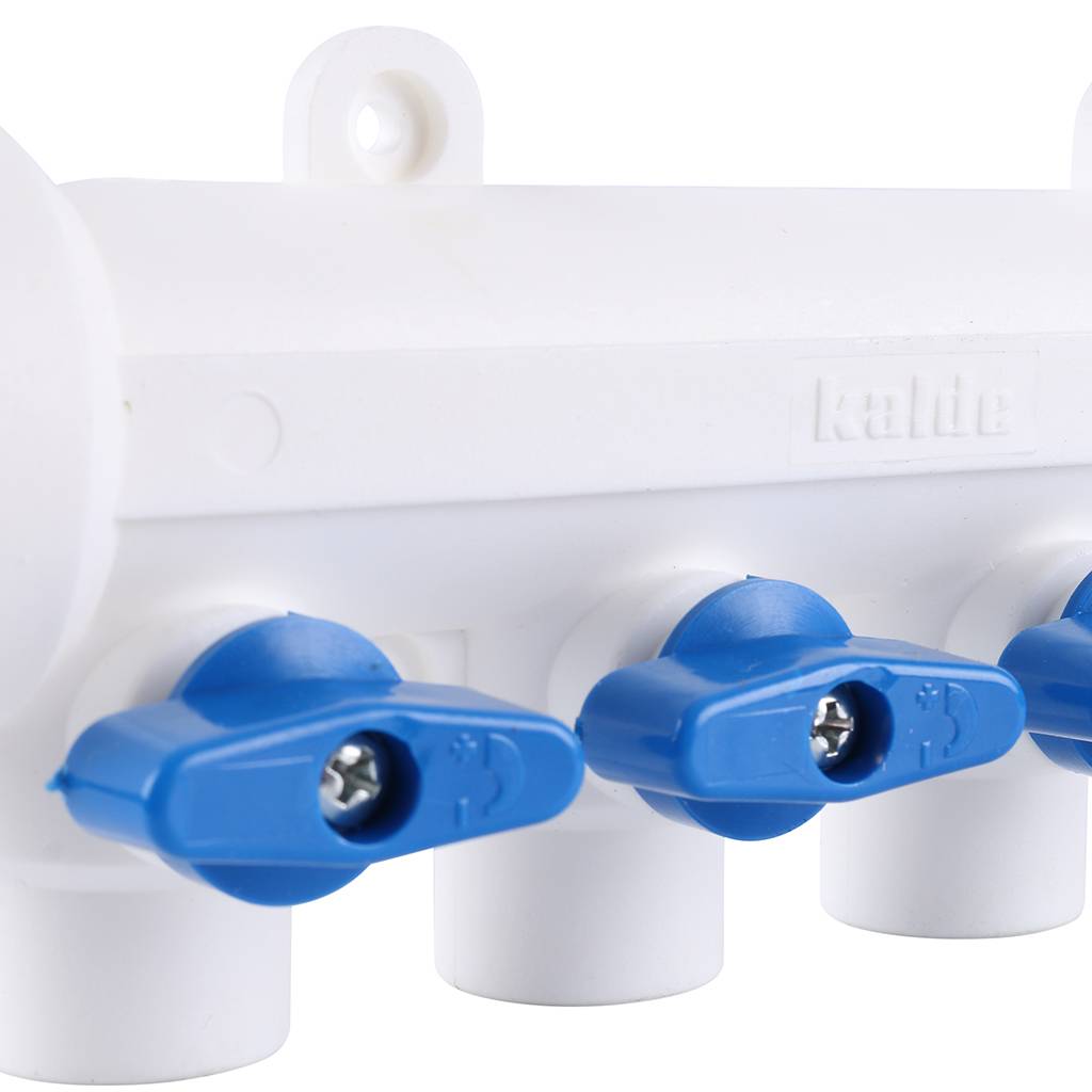 Коллектор с воздухоотводчиком и запорными кранами Kalde (4 выхода)