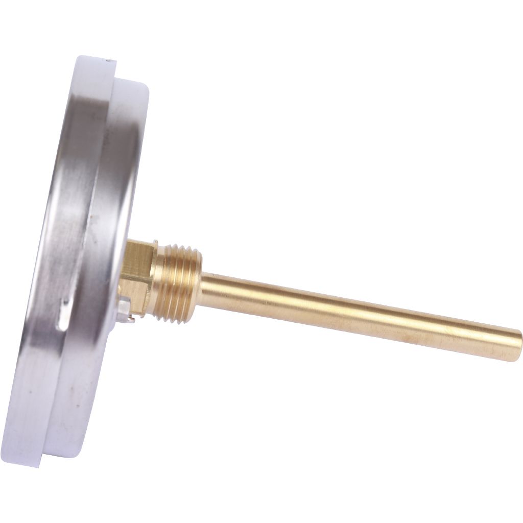 Термометр биметаллический РОСМА 100 мм c защитной гильзой 120 градусов 1/2 осевой шток 100х6 мм БТ-51.211