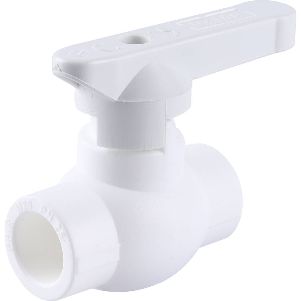 Кран шаровой Kalde d=20 для полипропиленовых труб под сварку (цвет белый)