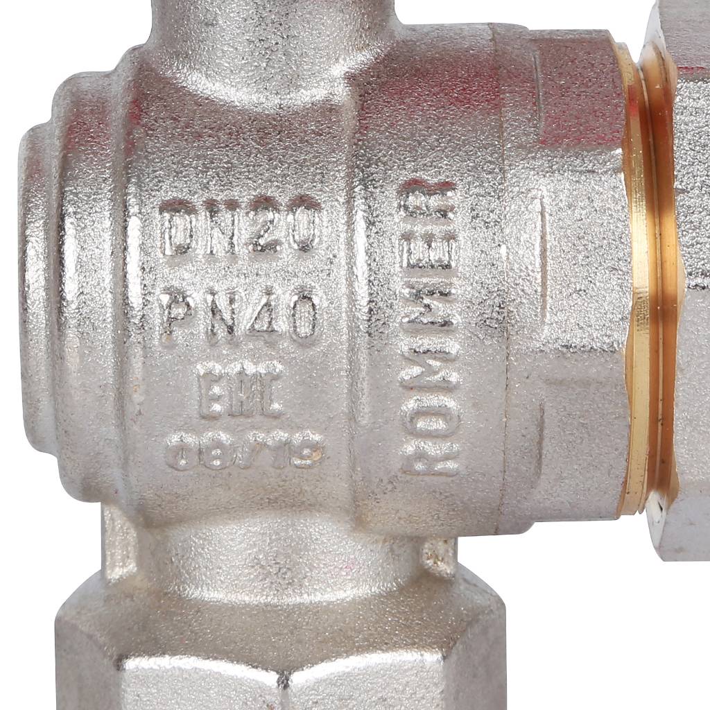 Кран шаровой ROMMER угловой с американкой 3/4 ВН/НР, ручка бабочка, RBV-0006-0610220