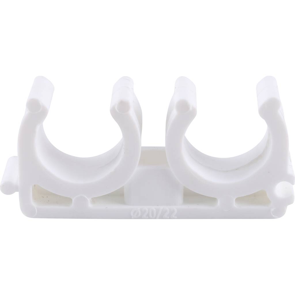 Двойное крепление Kalde d=20 для полипропиленовых труб под сварку (цвет белый), 3592-bck-202200