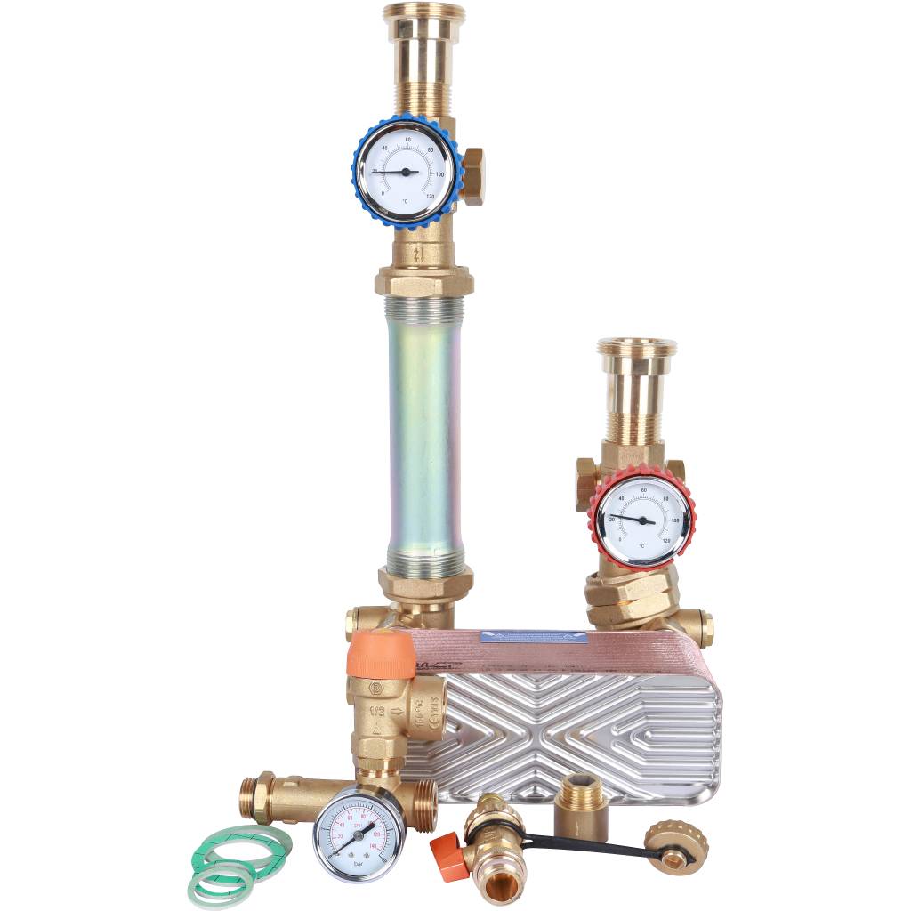 Насосная группа STOUT SDG-0038 с теплообменником 34 пластины, без насоса в теплоизоляции, SDG-0038-342501