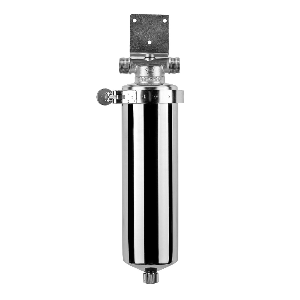 Корпус фильтра Гейзер премьер 10SL 3/4 нерж. сталь для хол. и горячей воды со сливом 3/4