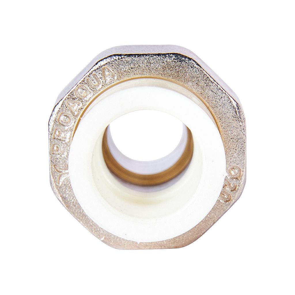 Муфта комбинированная Pro Aqua d=20-1/2 PP-R разъемная (американка) УСИЛЕННАЯ НР Белая, PA21008S
