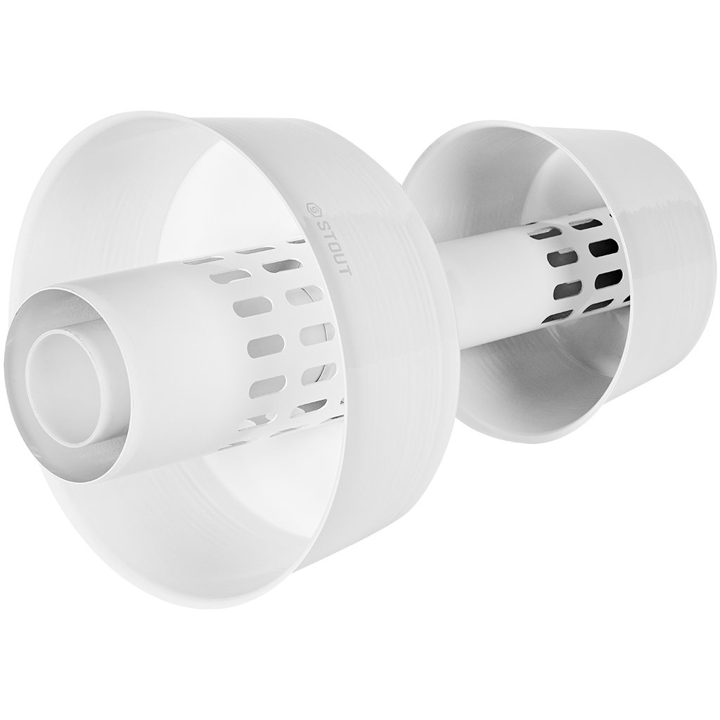 STOUT SCR-8610-800002 STOUT Оголовок вертикальный с ветрозащитой конденсац. коакс. D60(п)/100(п) БЕЛЫЙ широкий, SCR-8610-800002