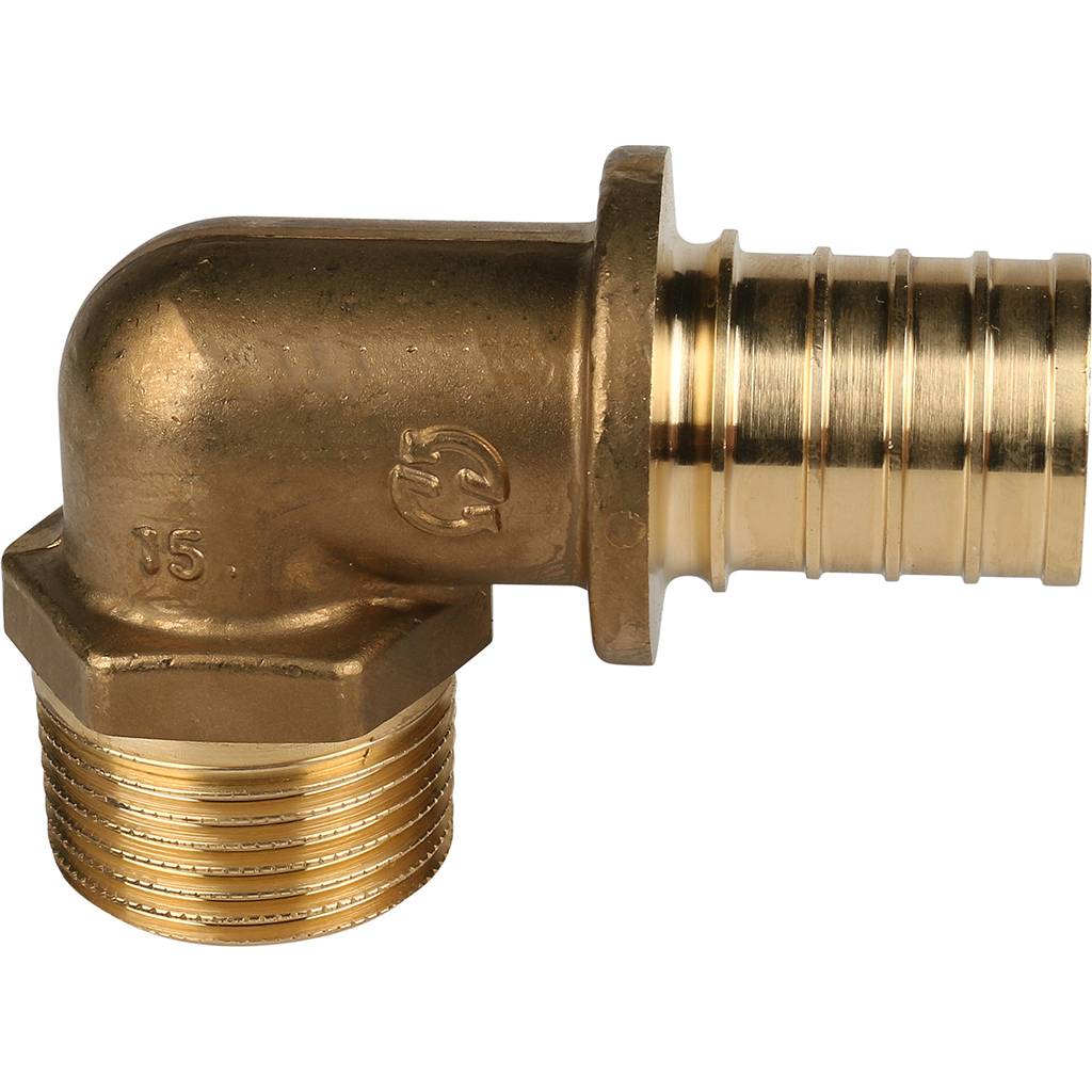 Угольник-переходник STOUT с наружной резьбой 32xR 1 для труб из сшитого полиэтилена аксиальный