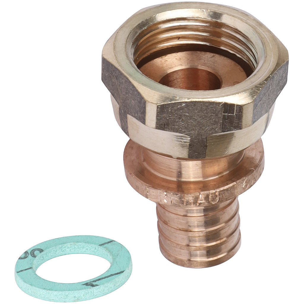 Переходник РЕХАУ RAUTITAN с накидной гайкой 16-G 1/2 RX+ для труб из сшитого полиэтилена аксиальный, 14563351001