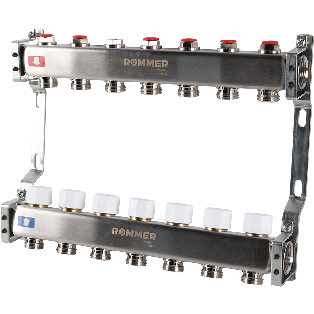 Коллектор из нержавеющей стали без расходомеров ROMMER 7 выходов, RMS-3200-000007