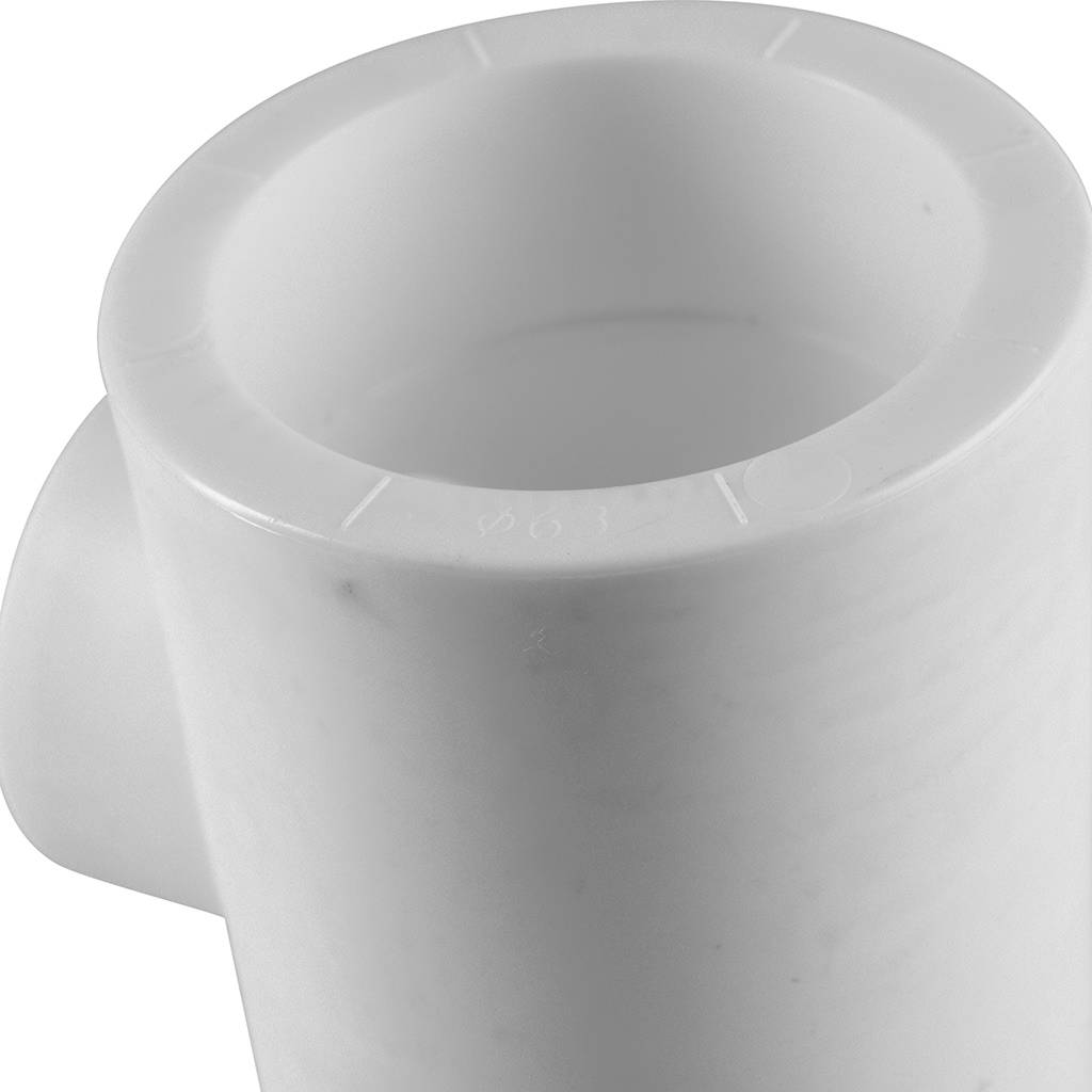 Тройник переходной Политэк 63х40х63 для полипропиленовых труб под сварку (цвет белый), 9300634063