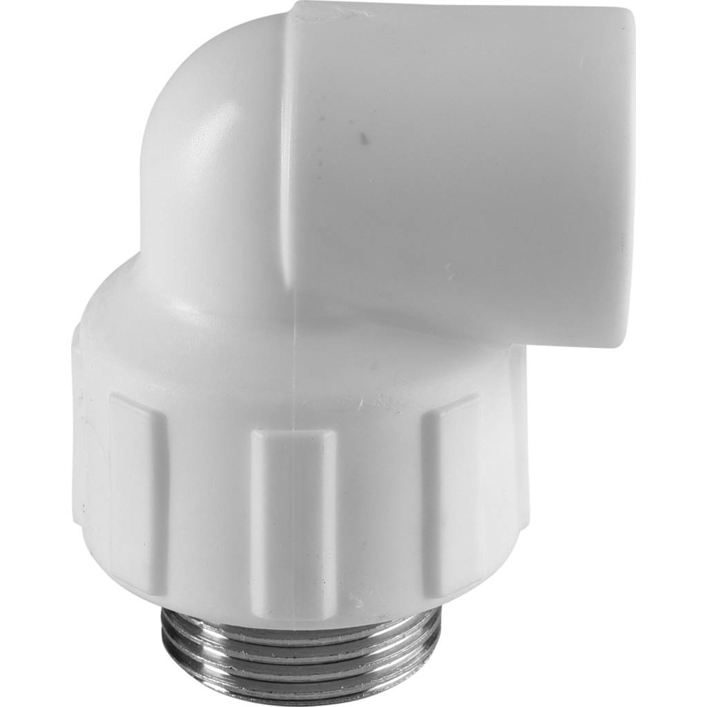 Угольник Политэк 20x3/4 с наружной резьбой для полипропиленовых труб под сварку (цвет белый), 9410002034