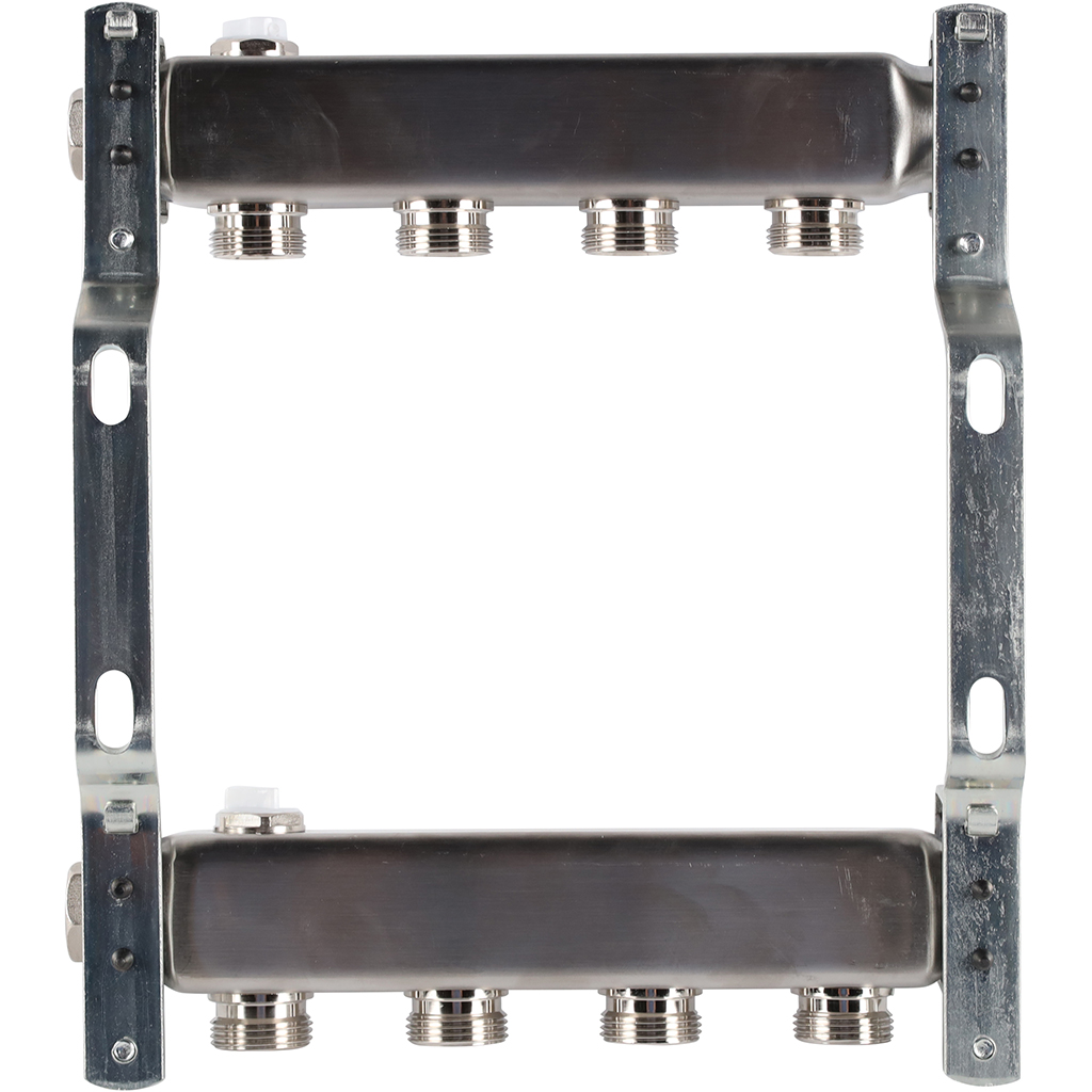 Коллектор из нержавеющей стали ROMMER для радиаторной разводки 4 выхода