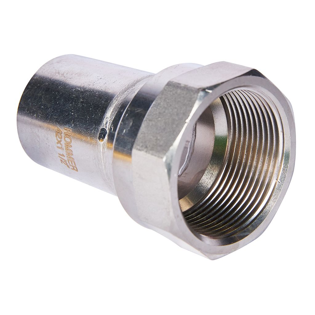 Вставка переходная НПр-ВР ROMMER 42х1 1/2 из нержавеющей стали прессовой, RSS-0023-042112