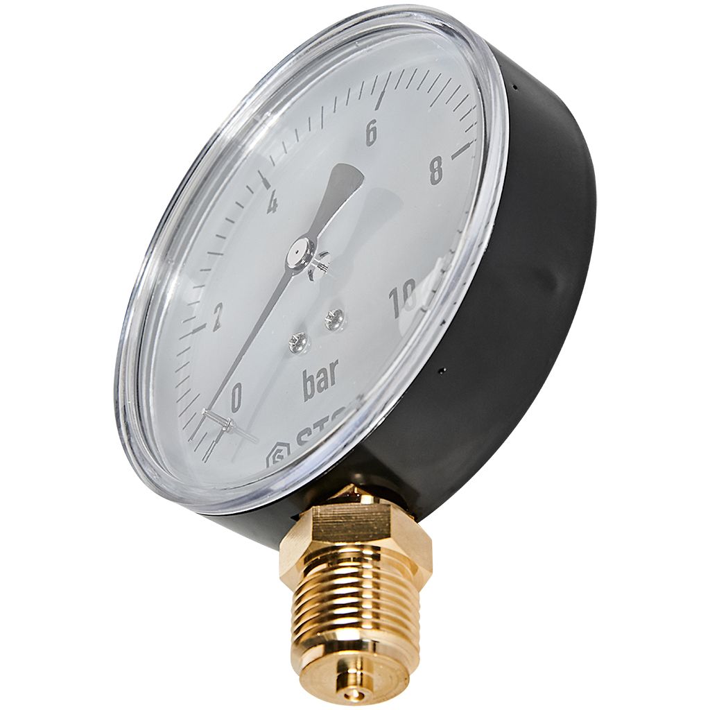 Манометр радиальный STOUT корпус Dn 100 мм 1/2 , 0...10 бар, кл.2.5