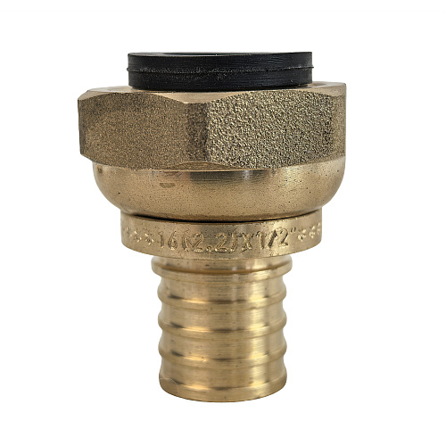 Муфта с накидной гайкой аксиальная, латунь,16х1/2, желтый, RTP