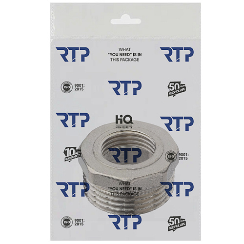 Футорка, латунь, наружная/внутренняя резьба 1/2х 1/4, еврослот, никель, РТП