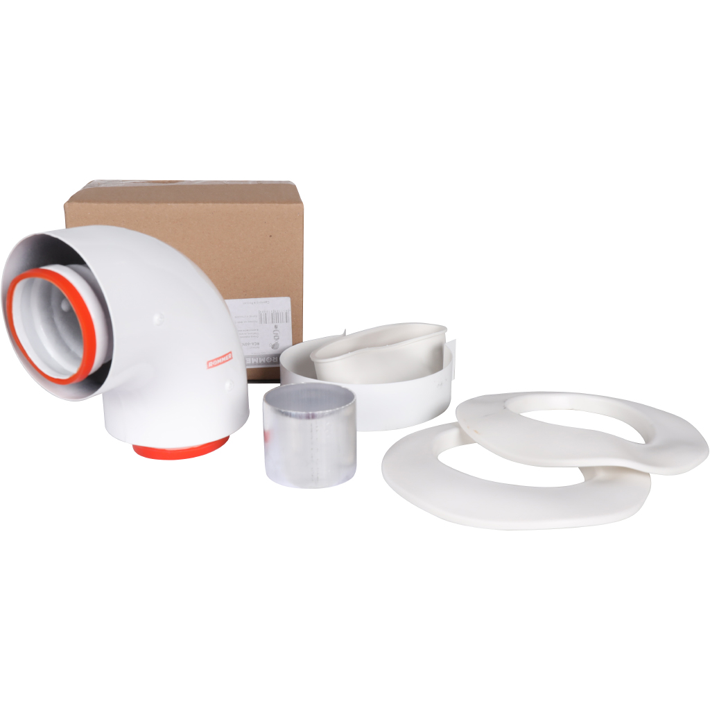 Начальный участок традиционный 90° коаксиальный ROMMER D60(м-м)/100(п-п) хомут в комплекте + втулка D60 L-50, RCA-6010-210190