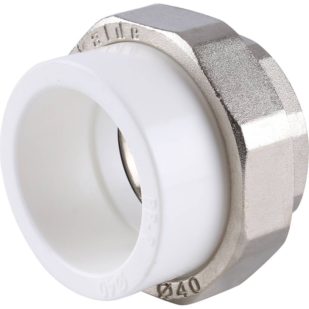 Муфта разъемная Kalde с внутренней резьбой 40х1 1/4 для полипропиленовых труб под сварку (цвет белый), 3252-tuf-401a00