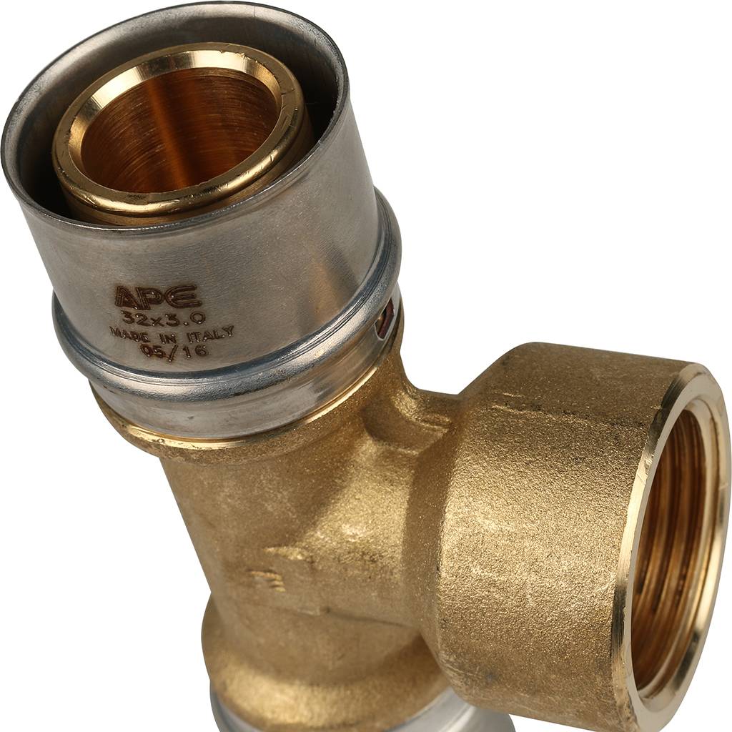 Тройник-переходник STOUT с внутренней резьбой 32х1 х32 для металлопластиковых труб прессовой, SFP-0007-000132