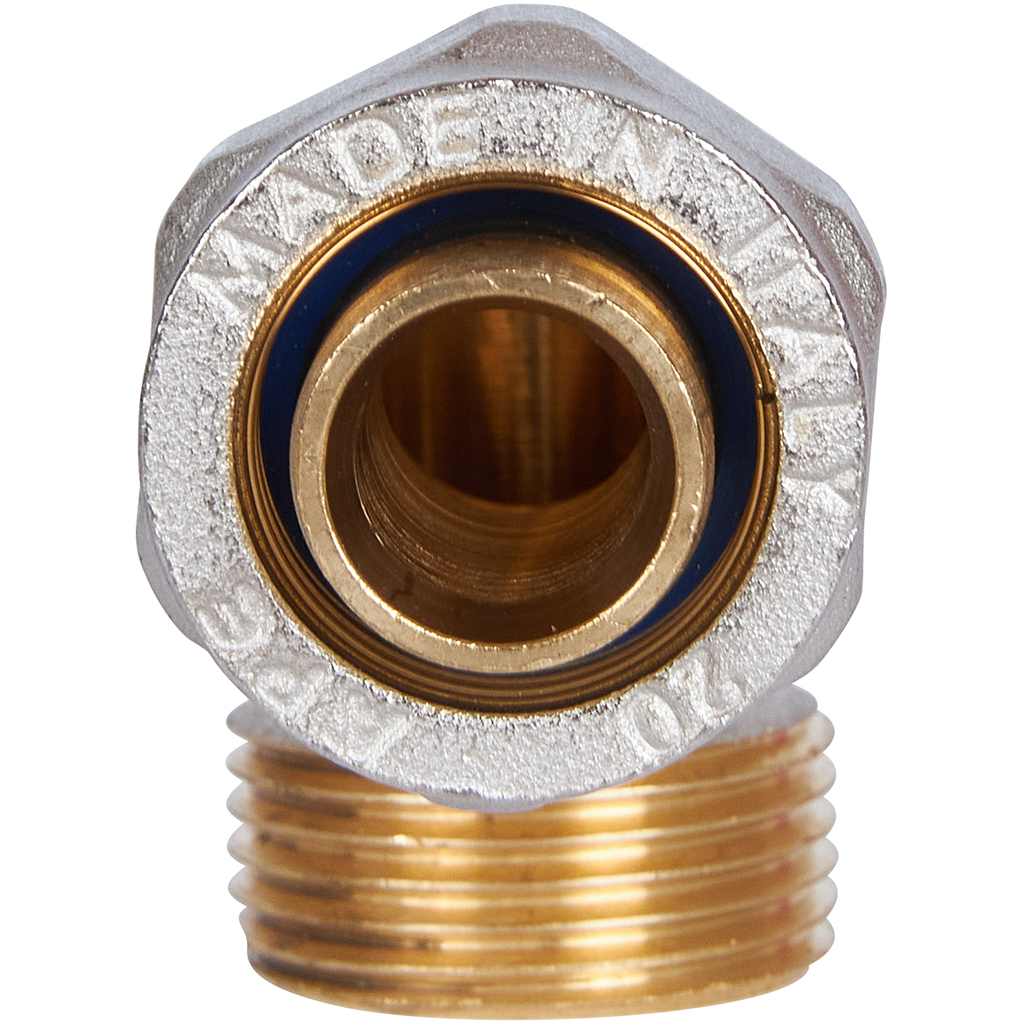 Угольник-переходник STOUT с наружной резьбой 3/4 х20 для металлопластиковых труб винтовой, SFS-0006-003420