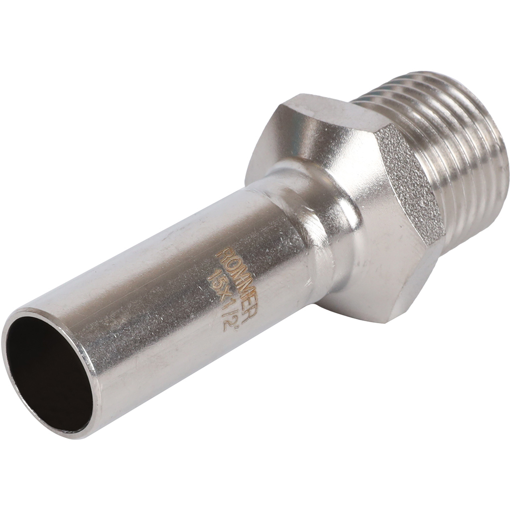 Вставка переходная НПр-НР ROMMER 15х1/2 из нержавеющей стали прессовой