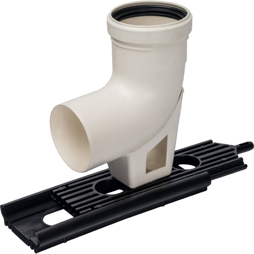 *SCA-8080-121090 STOUT Элемент дымохода конденсац.угол 87° DN80 м/п PP-FE с кронштейном