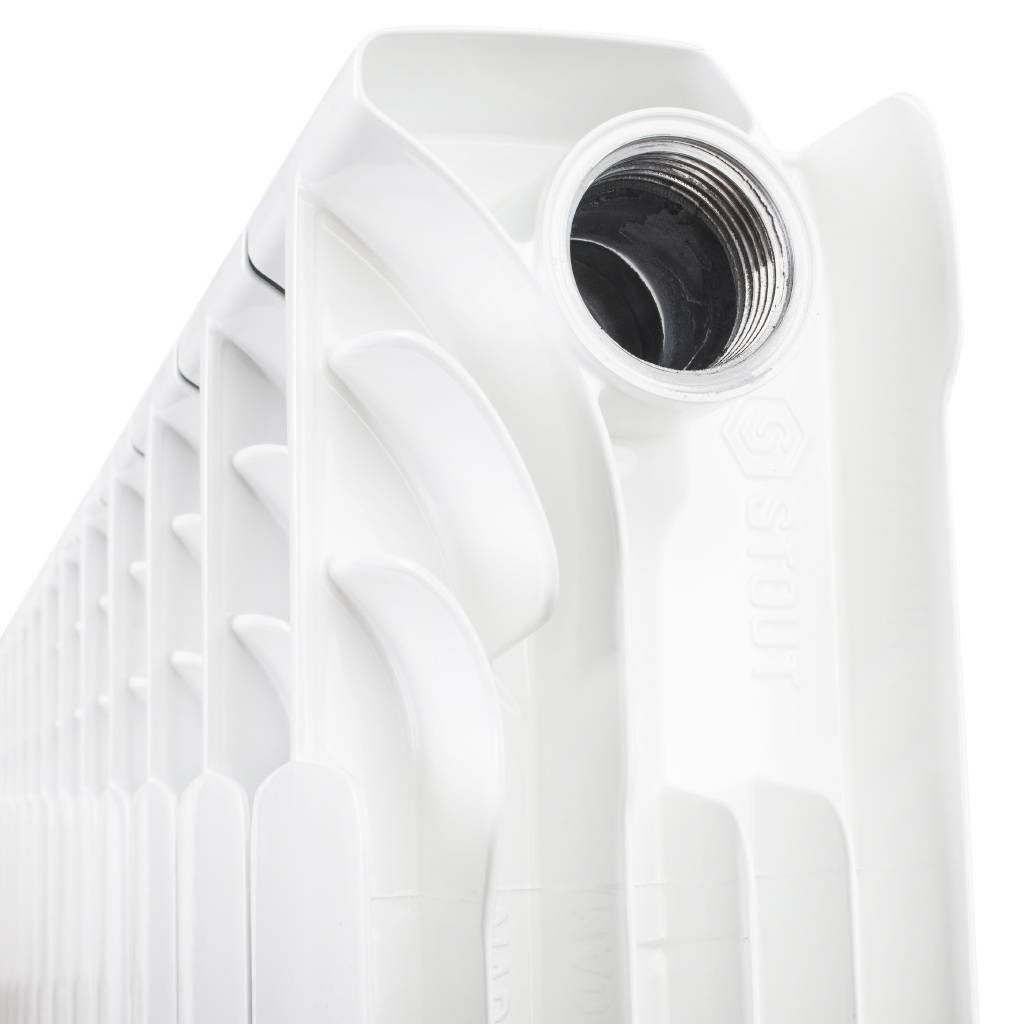 Радиатор биметаллический STOUT Space 500 12 секций боковое подключение RAL9016, SRB-0310-050012