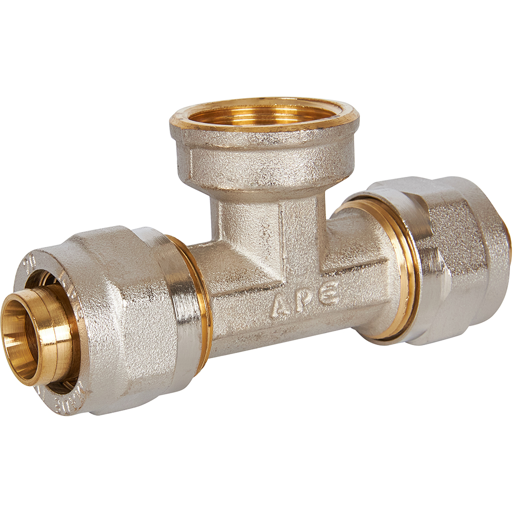 Тройник-переходник STOUT с внутренней резьбой 3/4 х20 для металлопластиковых труб винтовой, SFS-0012-003420