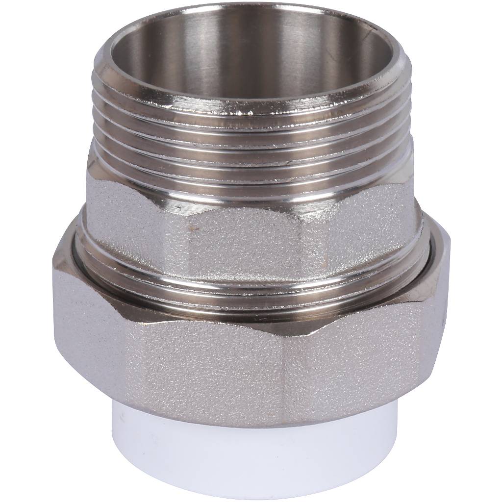 Муфта разъемная с наружной резьбой Политэк 32х1 1/4 для полипропиленовых труб под сварку (цвет белый), 9800003214