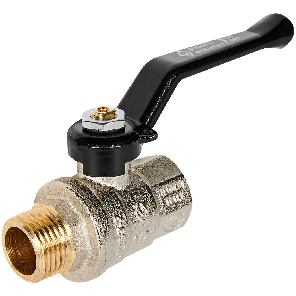 Кран шаровой BUGATTI Oregon (ручка-рычаг алюминий) внут-нар резьба 1/2