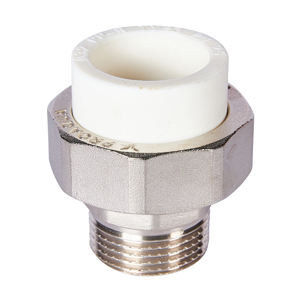 Муфта комбинированная Pro Aqua d=32-1 PP-R разъемная (американка) УСИЛЕННАЯ НР Белая, PA21018S