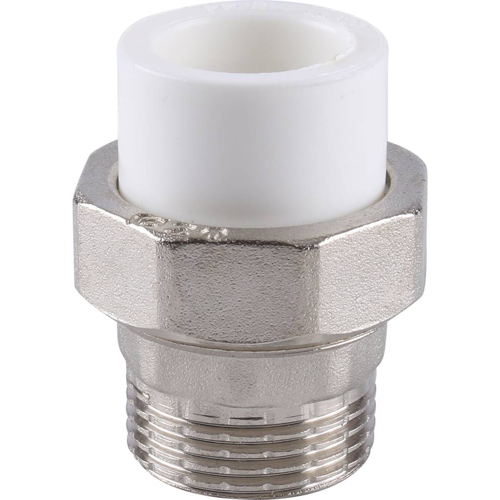 Муфта разъемная Kalde с наружной резьбой 20х1/2 для полипропиленовых труб под сварку (цвет белый), 3252-tum-200b00